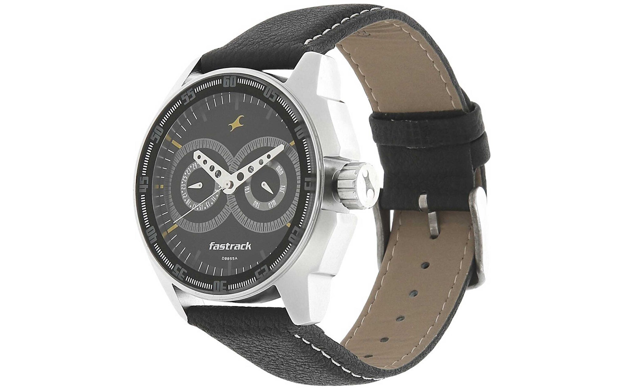 Fastrack NM3089SL02 Black Leather Analog Men s Watch Better Vision