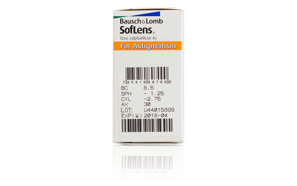 Bausch & Lomb SofLens (Toric Monthly Disposable Contact Lens) 6 lens pack Back Image