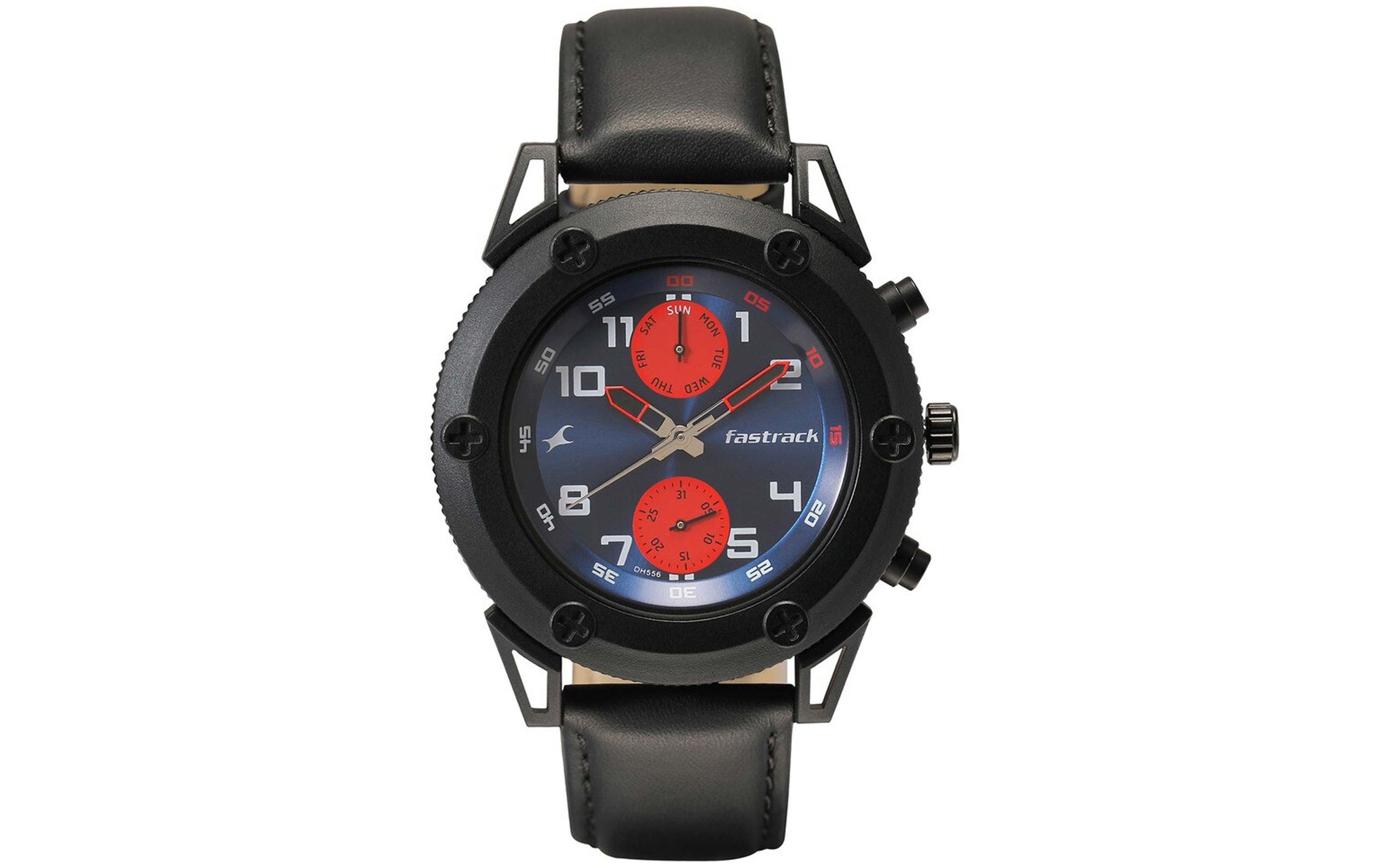 Fastrack NN3182KL01 Black Leather Analog Watch for Men Better Vision